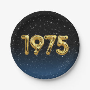 Birthday Balloons 1975 In Stars Paper Plate