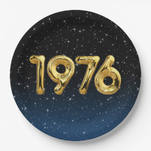 Birthday Balloons 1976 In Stars Paper Plate