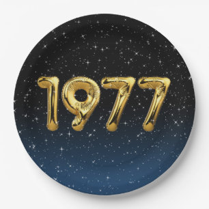 Birthday Balloons 1977 In Stars Paper Plate