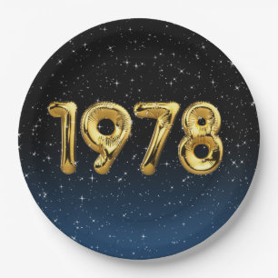 Birthday Balloons 1978 In Stars Paper Plate
