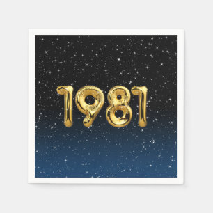 Birthday Balloons 1981 In Stars Napkins