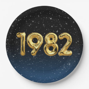 Birthday Balloons 1982 In Stars Paper Plate
