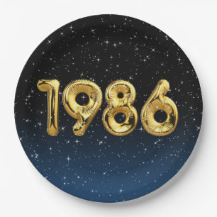 Birthday Balloons 1986 In Stars Paper Plate