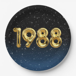 Birthday Balloons 1988 In Stars Paper Plate