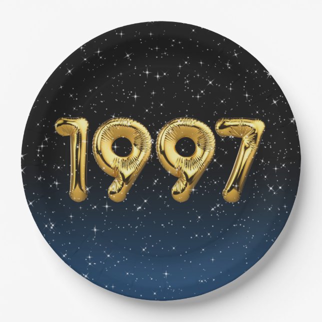 Birthday Balloons 1997 In Stars Paper Plate (Front)