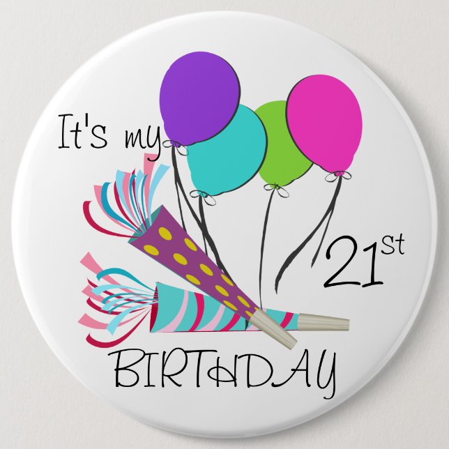 Birthday Balloons and Party Horns 6 Cm Round Badge (Front)