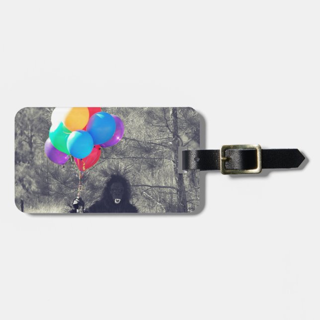 birthday balloons ape luggage tag (Front Horizontal)