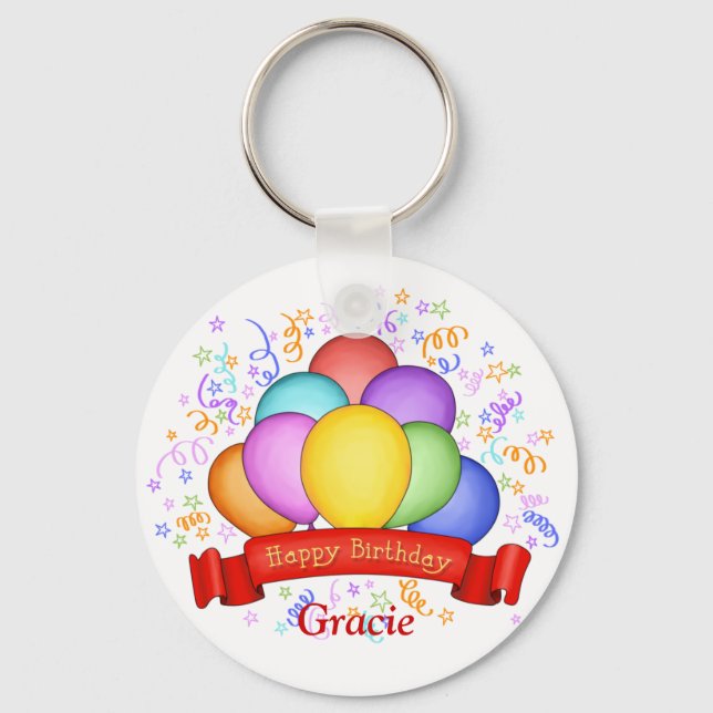 Birthday Balloons & Banner Keychain (Front)