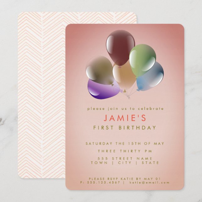 Birthday Balloons | Birthday Party Invitation (Front/Back)