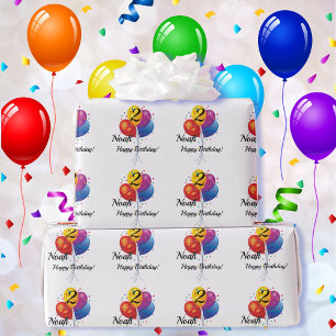 Birthday Balloons Child's Name & Age Wrapping Paper