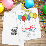 Birthday Balloons Confetti Modern Party QR Code  Invitation<br><div class="desc">Birthday balloons invitation. For kids, adults, or any year's birthday. Modern confetti and balloons can be used for surprise party invitations or any party. birthday cute watercolor balloons, a simple minimalist minimal colourful, a whimsical fun confetti celebration, a celebrate party surprise any age, a red green blue teal yellow, a...</div>