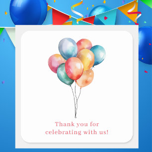 Birthday Balloons Custom Message Celebration Square Sticker