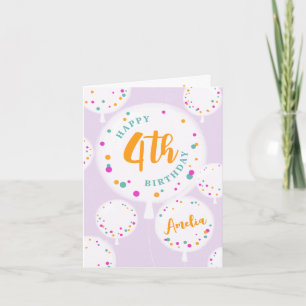 Birthday balloons customisable birthday card lilac