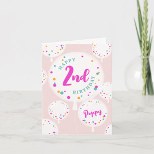 Birthday balloons customisable birthday card pink