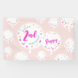 Birthday balloons customisable vinyl banner pink