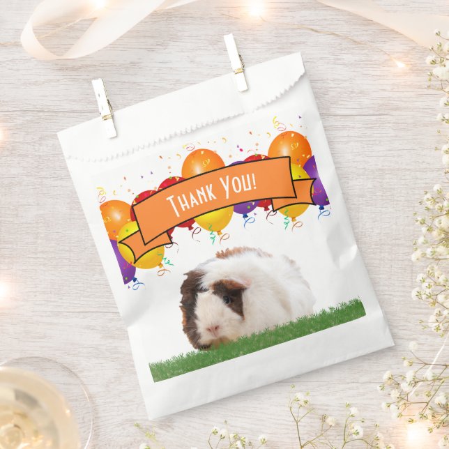 Birthday Balloons Cute Guinea Pig Orange Banner Favour Bags (Clipped)