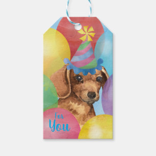 Birthday Balloons Dachshund Gift Tags
