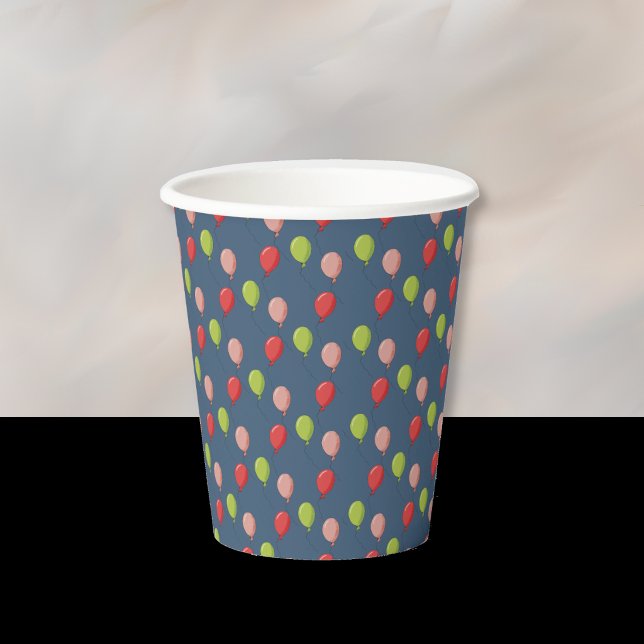 Birthday Balloons Dark Blue Paper Cup (Balloon pattern dark blue paper cup . )