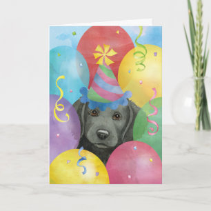 Birthday Balloons Flat-Coated Retriever Card