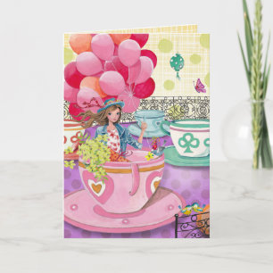 Birthday Balloons Girl Funfair Birthday Card