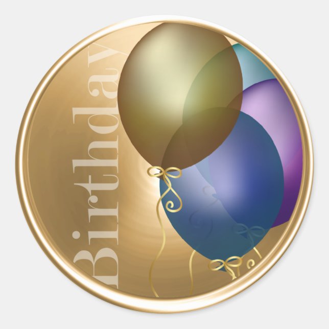 Birthday Balloons Gold Envelope Seal (Front)