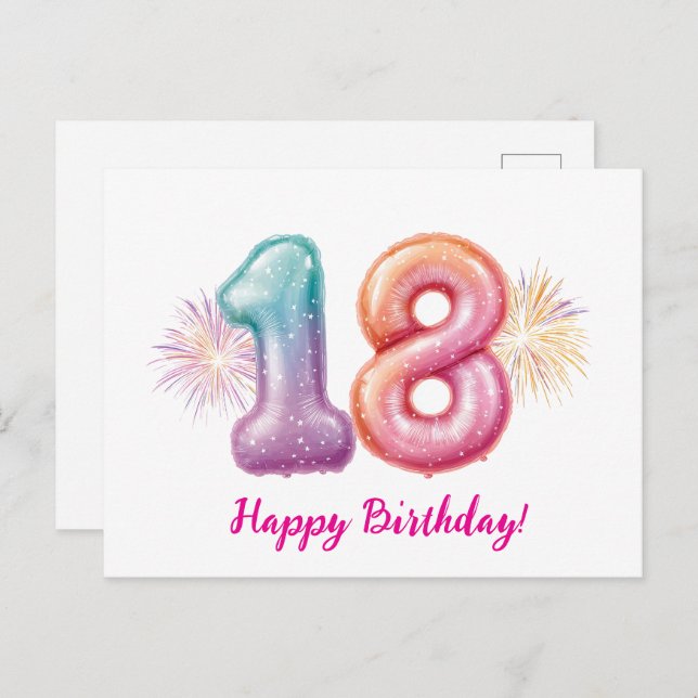 birthday balloons holiday postcard (Front/Back)