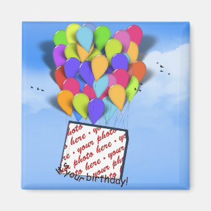 Birthday Balloons In the Sky Photo Frame Magnet