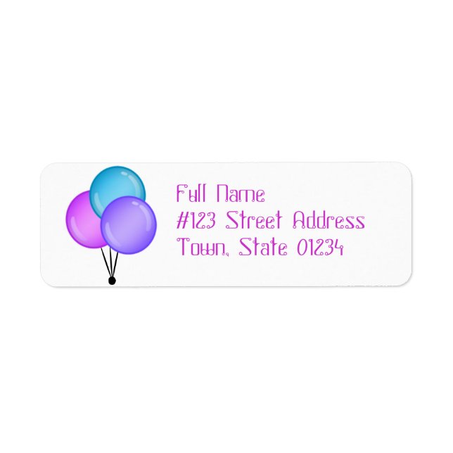 Birthday Balloons Mailing Labels (Front)