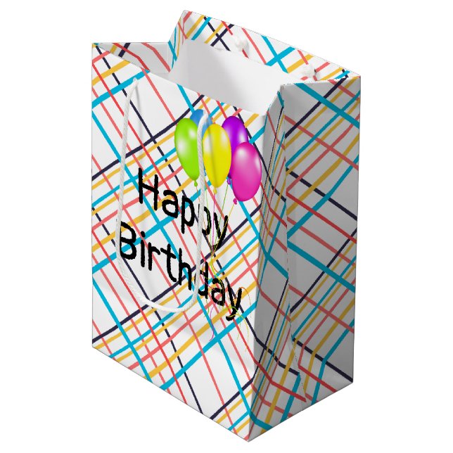 Birthday Balloons Medium Gift Bag (Front Angled)