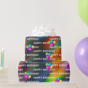 Birthday Balloons on Abstract Wrapping Paper