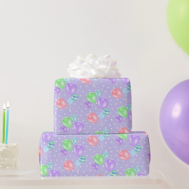 Birthday Balloons On Polka Dots Wrapping Paper (Party Gifts)