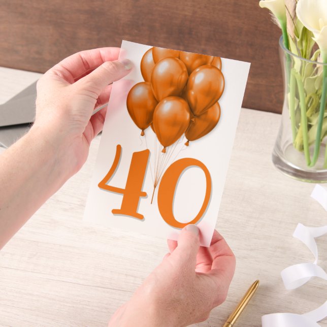 Birthday Balloons Orange Party Overlay Vellum Invitations (Handheld)