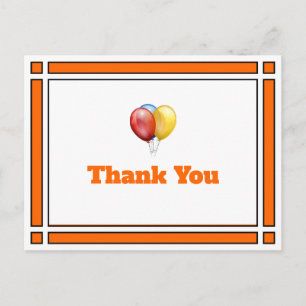 Birthday Balloons Orange Thank You Postcard