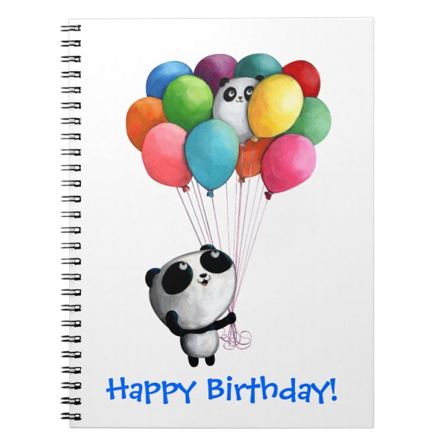 Birthday Balloons Panda Bear Notebook (Front)