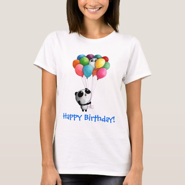 Birthday Balloons Panda Bear T-Shirt (Front)
