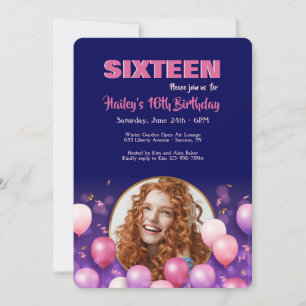 Birthday Balloons Photo Invitation