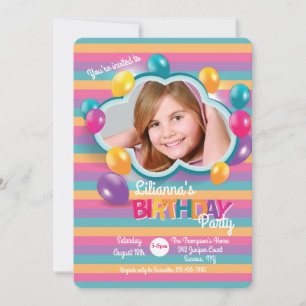 Birthday Balloons Photo Invitation
