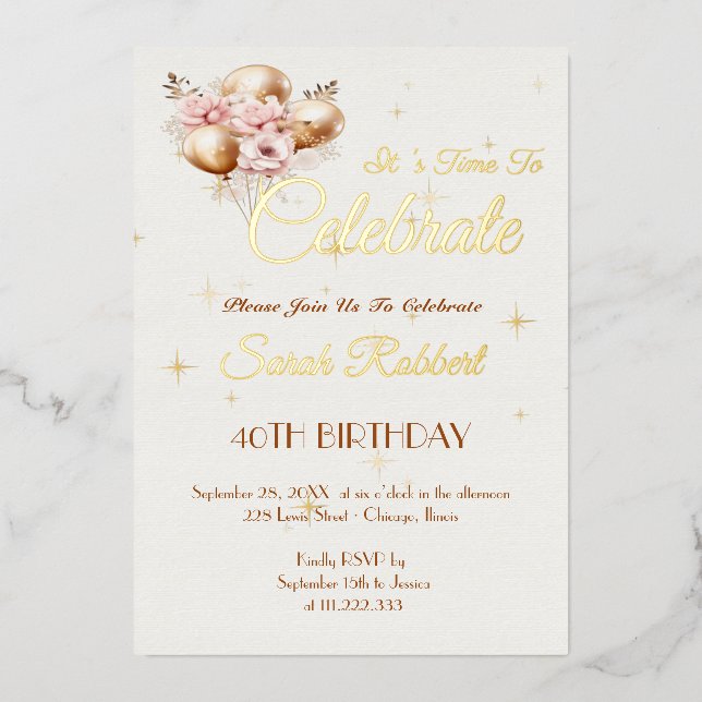  Birthday  Balloons Real Gold  (Front)