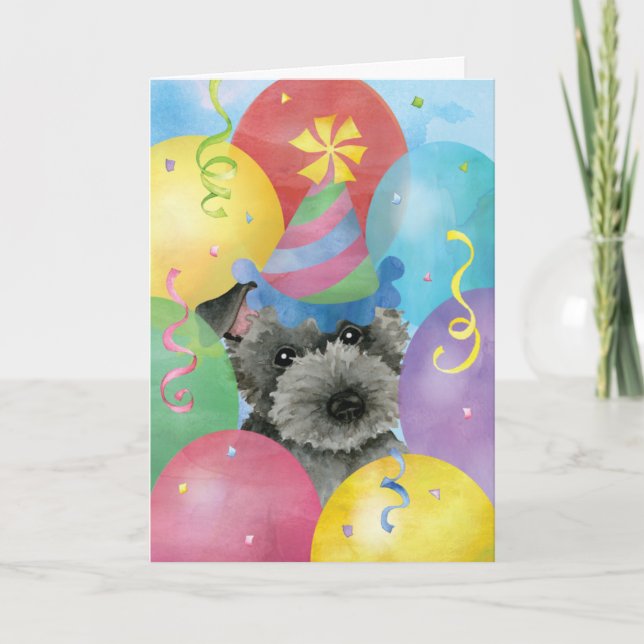 Birthday Balloons Scottish Terrier Card (Front)