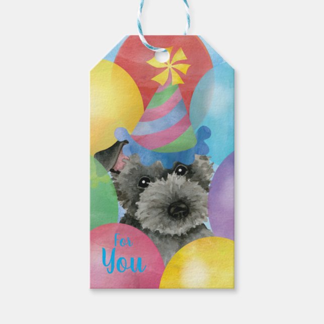 Birthday Balloons Scottish Terrier Gift Tags (Front)