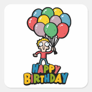 Birthday Balloons Square Sticker