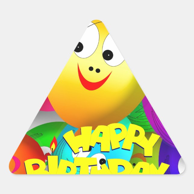 Birthday Balloons Triangle Sticker (Front)