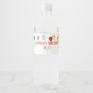 Birthday Balloons Water bottle label