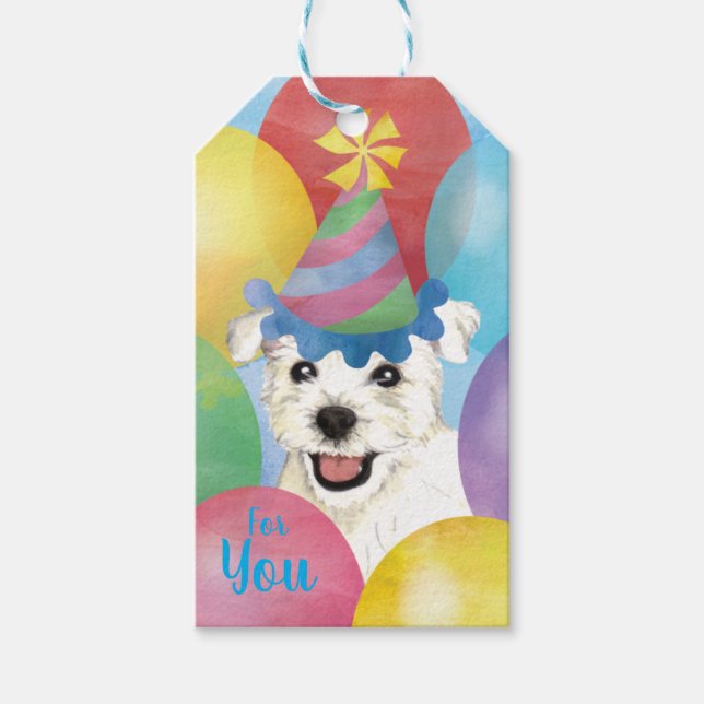 Birthday Balloons Westie Gift Tags (Front)