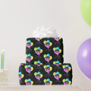 Birthday Balloons with Aviators On Glitter Wrapping Paper