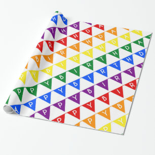 Birthday banners rainbow wrapping paper