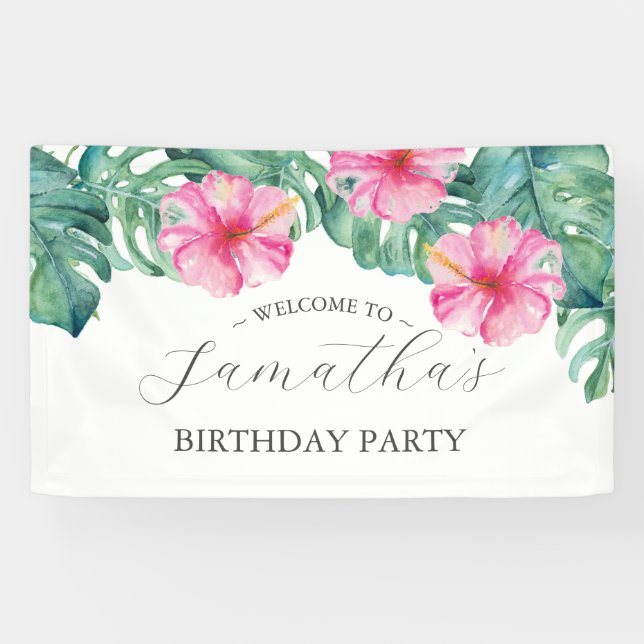 Birthday Banners Sixteenth Tropical Luau (Horizontal)