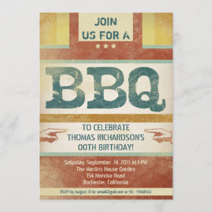 birthday barbeque party invitations vintage style