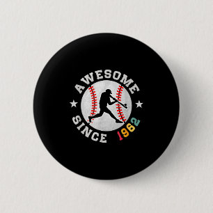 Birthday Baseball Lover Gift 64 Years Old Awesome 6 Cm Round Badge