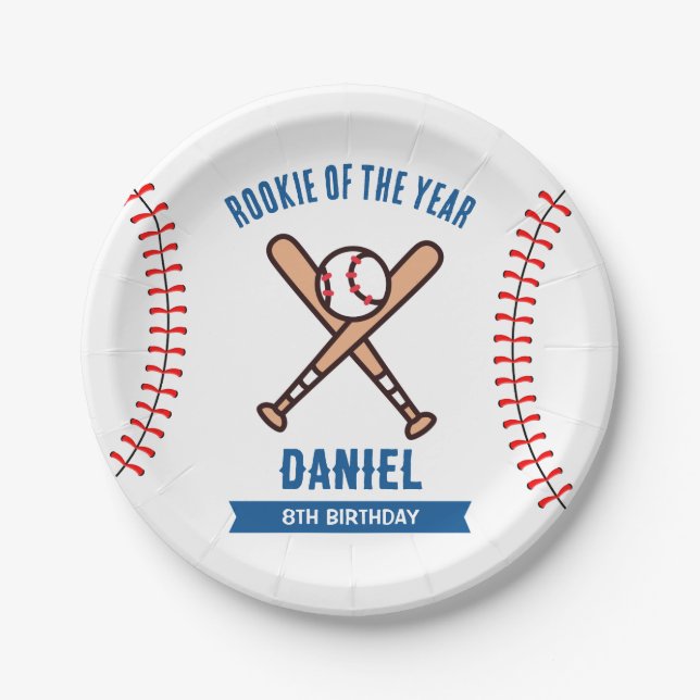 Birthday Baseball Party Paper Plate (Front)